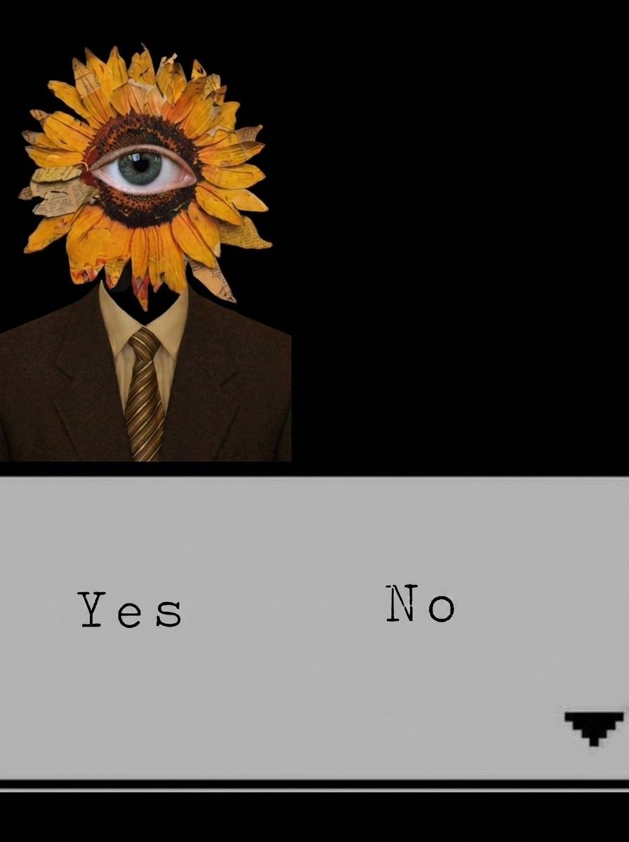 천사 캐릭터가 설문지 미션을 작성하는 장면